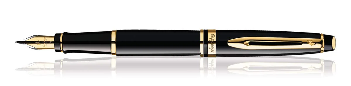 Waterman Expert Gold Trim Fountain Pen, Medium Nib (Blue) - image 1
