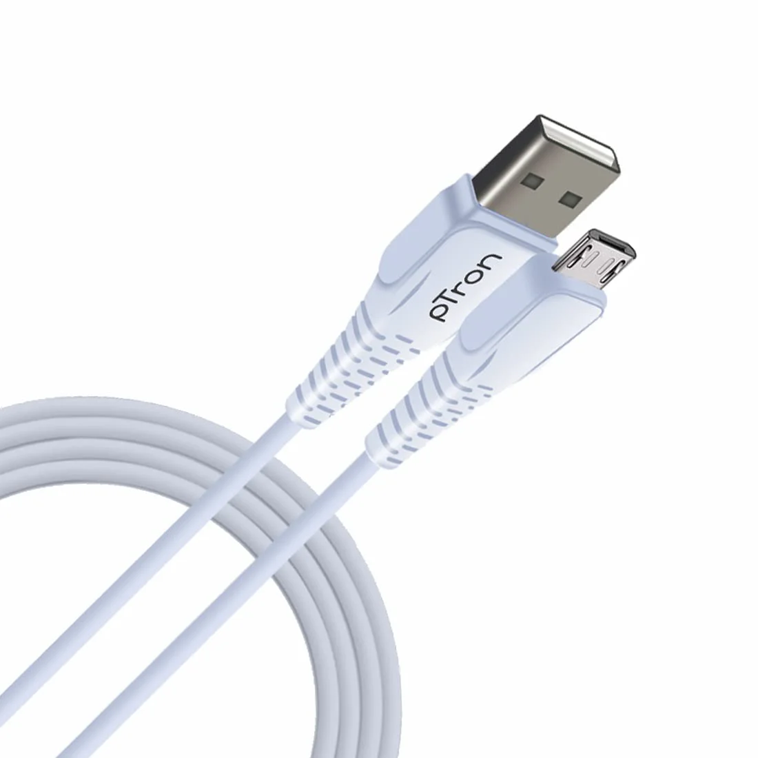 pTron USB-A to Micro USB 2.4A Fast Charging Cable compatible with Android Phones/Tablets, 480mbps Data Transfer Speed, Made in India, Solero M241 Tangle-free USB Cable (Round, 1M, White) - image 1