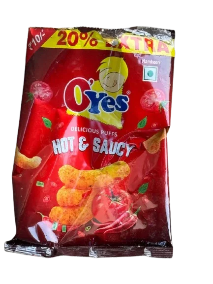 50x O'Yes Delicious Puffs - Hot & Saucy - 40g - Pack of 50