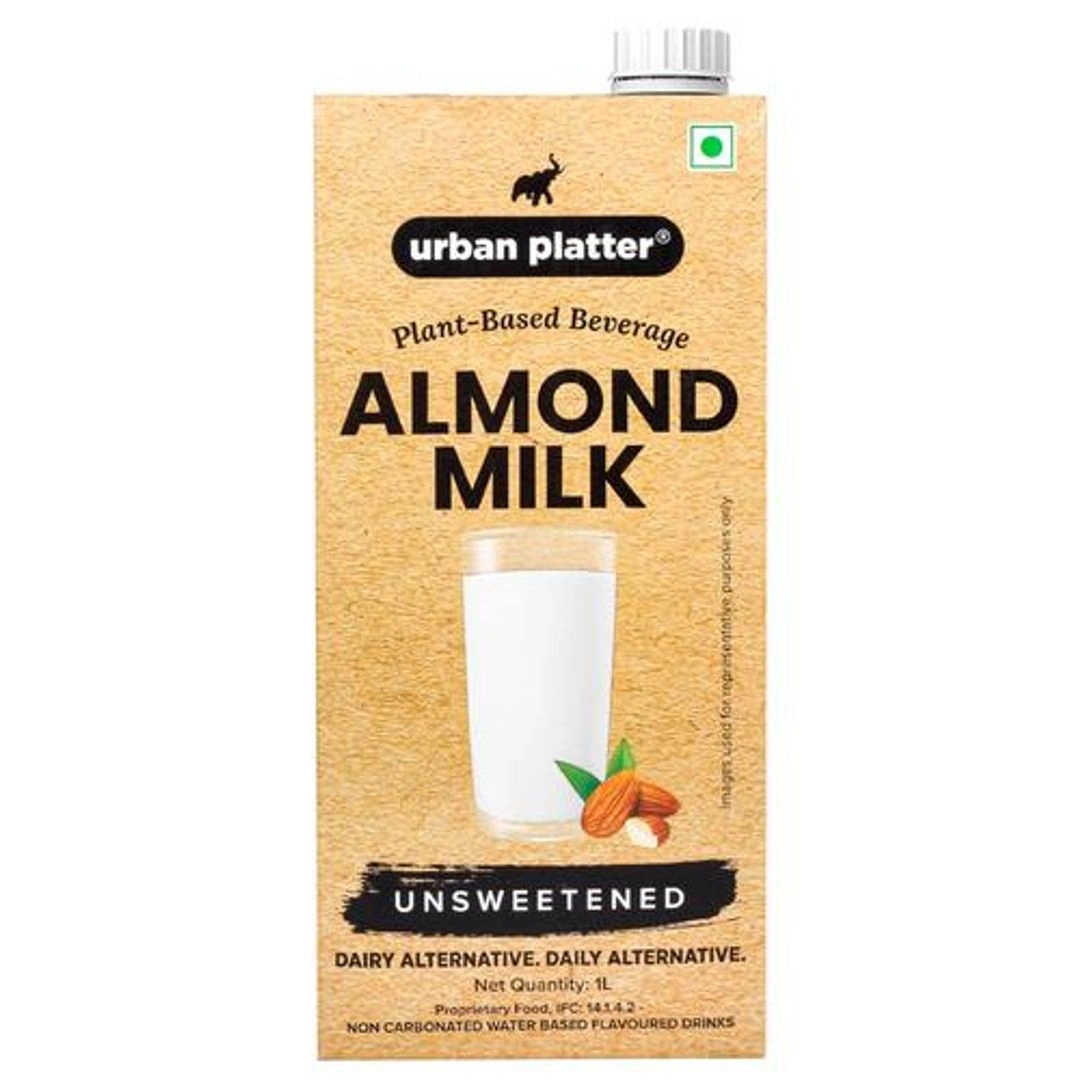 Urban Platter Almond Milk - Unsweetened, Lactose-Free, Plant-Based Milk Alternative, 1 L - image 1