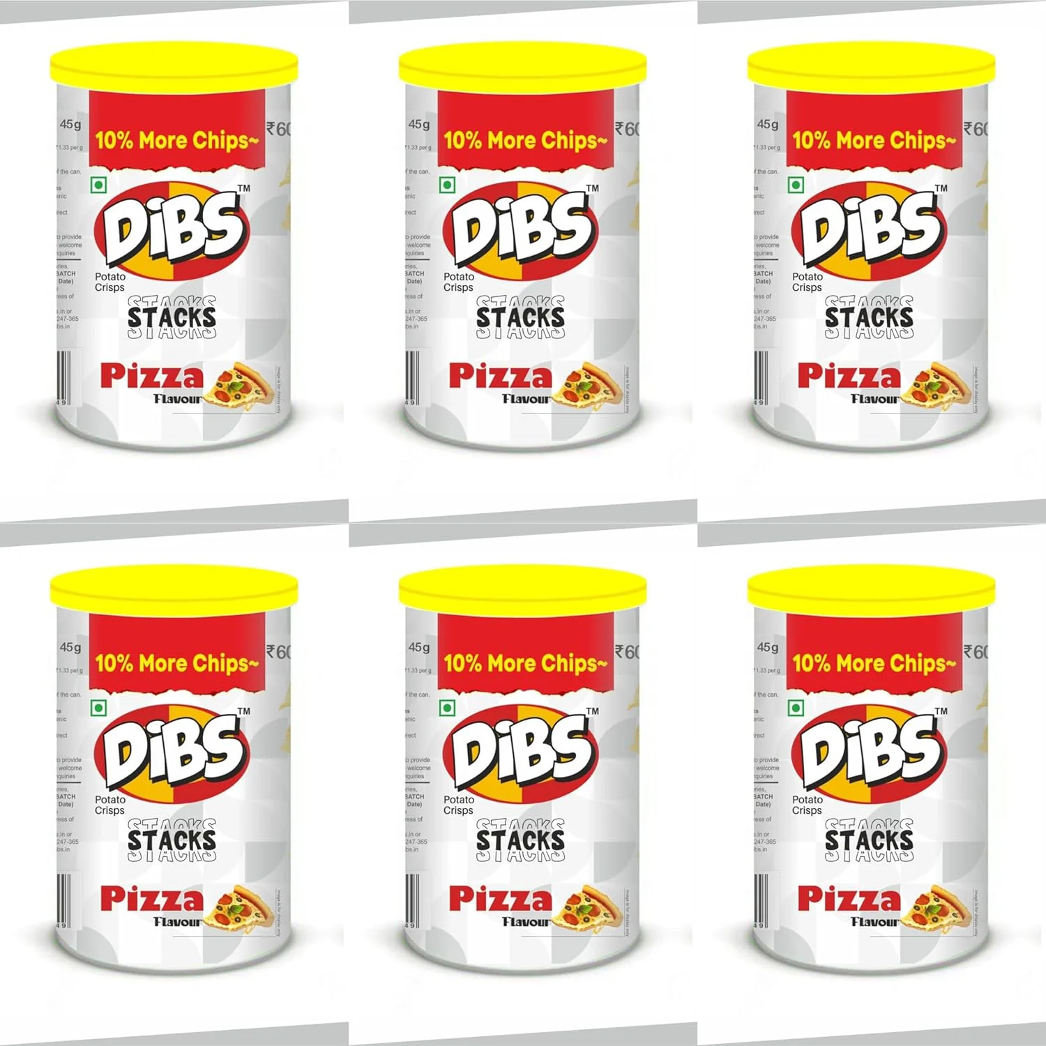 Dibs stacks (Pack of 6, 45 GM Each) Pizza Potato Crisps Chips On the Go Adventure, Crunchy Healthy and Tasty Chips, Snacks Chips - image 2