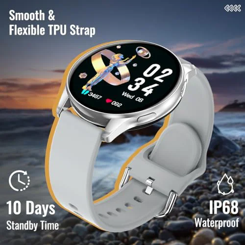 pTron Newly Launched Reflect Flash Smartwatch, Bluetooth Calling, 1.32" Full Touch Display, 600 NITS, Metal Frame, 100+ Watch Faces, HR, SpO2, Sports Mode, Voice Assist & 5 Days Battery Life (Silver) - image 1