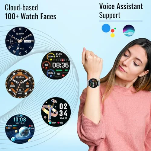 pTron Newly Launched Reflect Flash Smartwatch, Bluetooth Calling, 1.32" Full Touch Display, 600 NITS, Metal Frame, 100+ Watch Faces, HR, SpO2, Sports Mode, Voice Assist & 5 Days Battery Life (Silver) - image 2