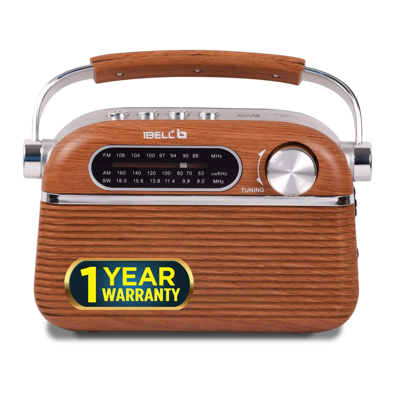 iBELL FM700BT Portable FM Radio with Bluetooth Speaker, USB, SD Slot, MP3 Player & Dynamic Speaker 3 Band (Brown) - image 2