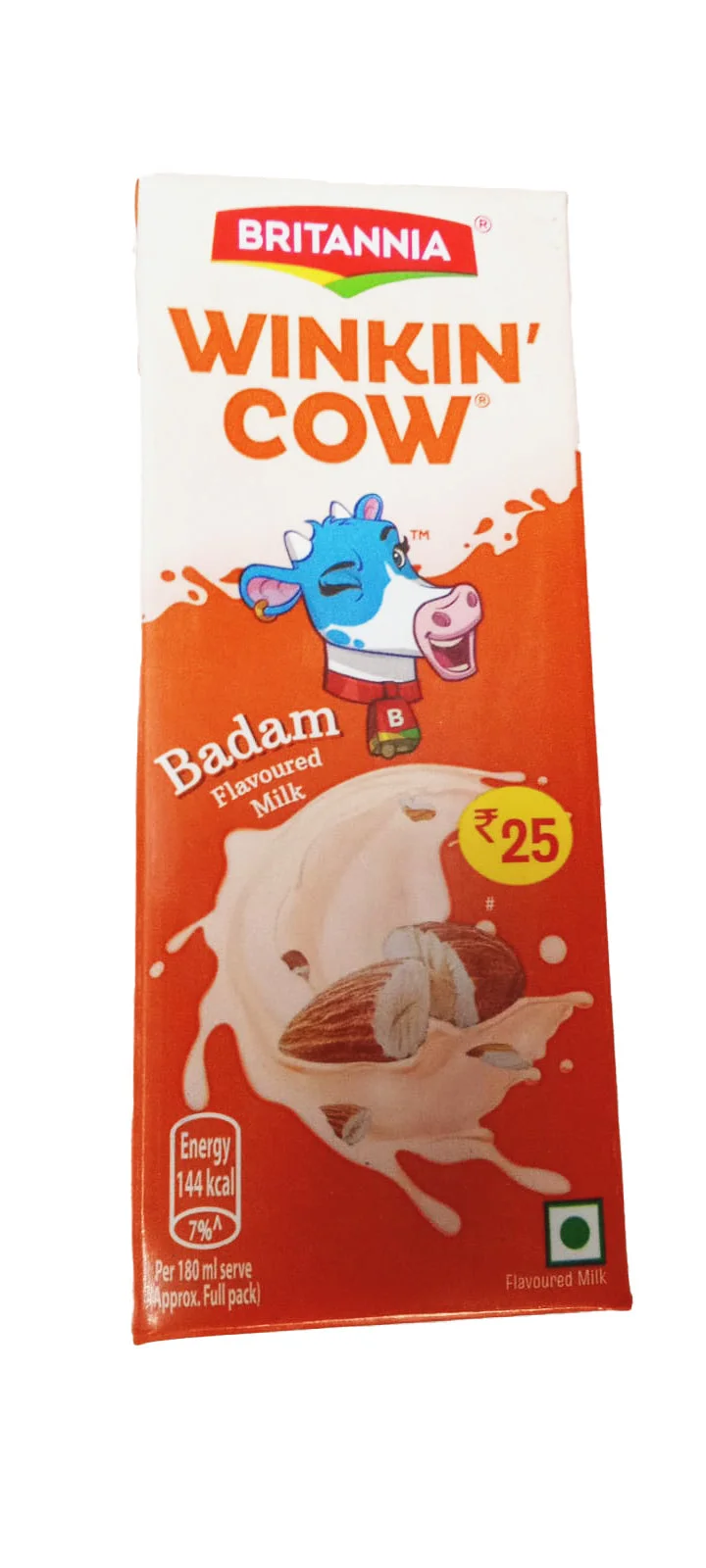 Britannia Winkin Cow Badam Flavoured Milk, 180g - image 1