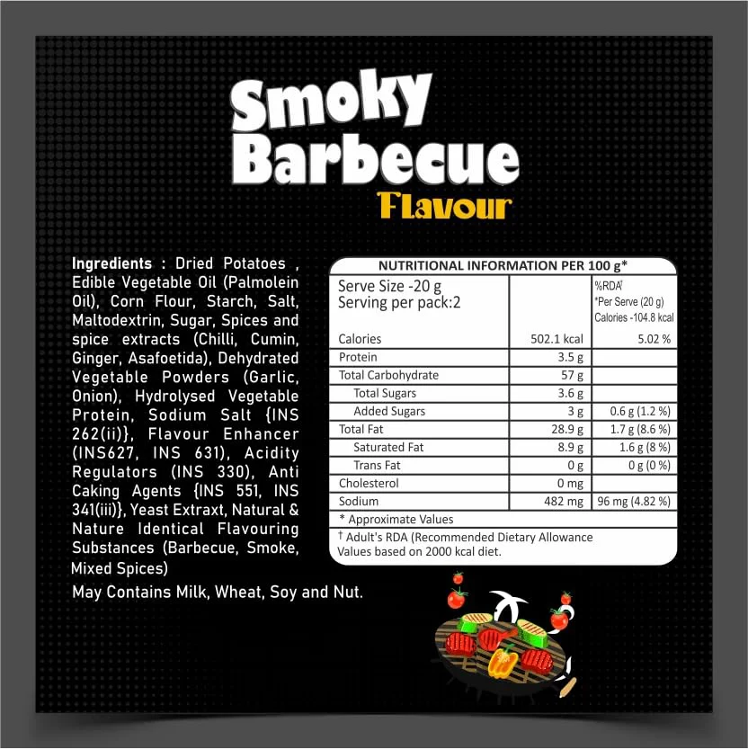 Dibs stacks (Pack of 6, 45 GM Each) Smoky Barbecue Potato Crisps Chips On the Go Adventure, Crunchy Healthy and Tasty Chips, Snacks Chips - image 2