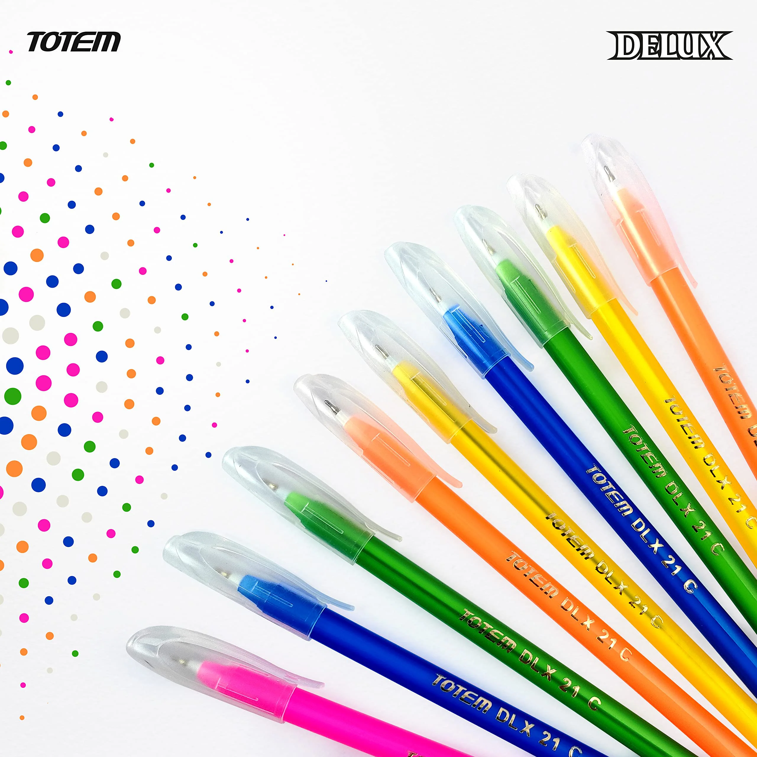 TOTEM Delux Ball Pens | 40 Pens (20 Blue Ink & 20 Black Ink) | Lightweight & Colourful Body Design | 0.7 mm Tip | Use and Throw Pens | For One Time Use | Ideal for School & Office Use - image 1