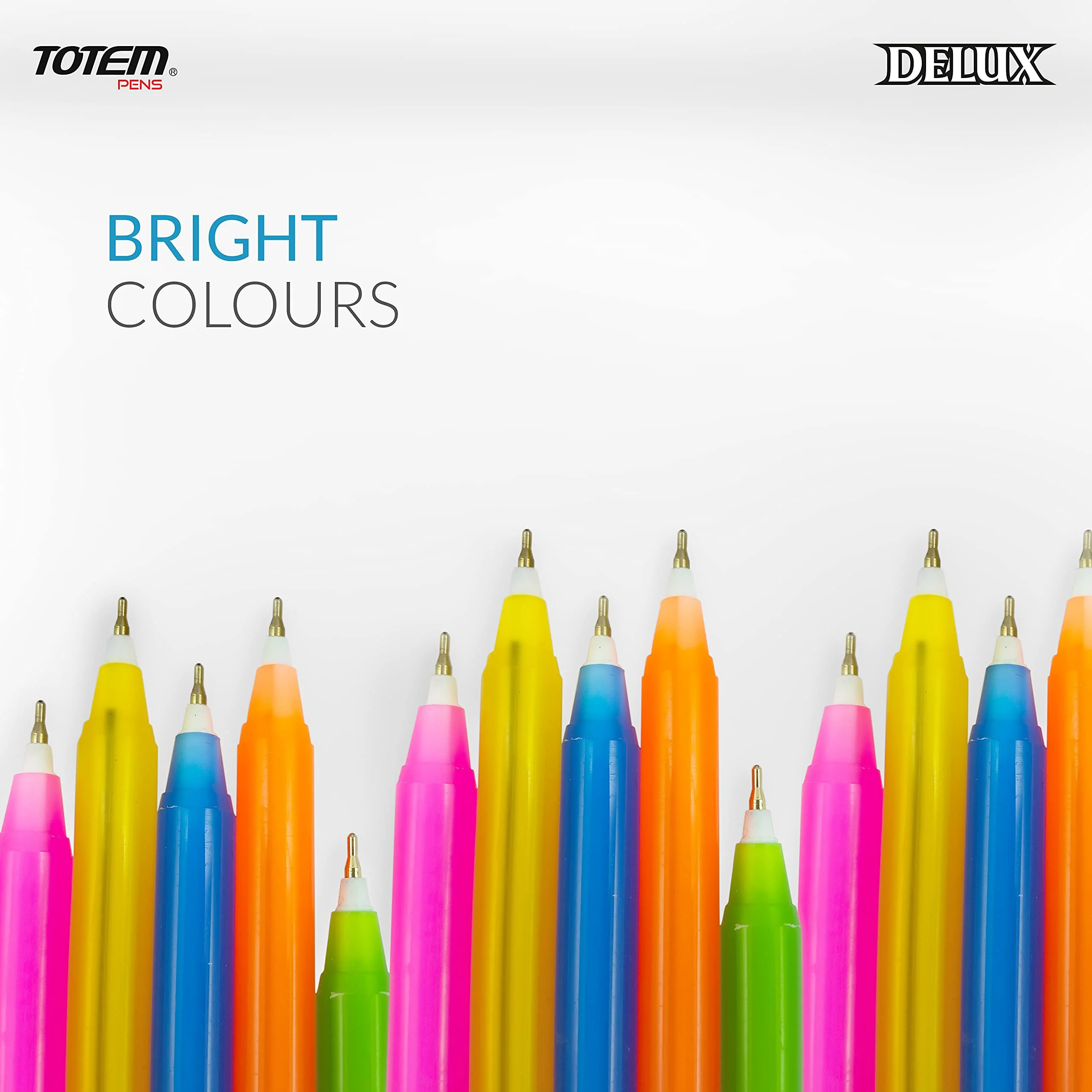 TOTEM Delux Ball Pens | 40 Pens (20 Blue Ink & 20 Black Ink) | Lightweight & Colourful Body Design | 0.7 mm Tip | Use and Throw Pens | For One Time Use | Ideal for School & Office Use - image 2