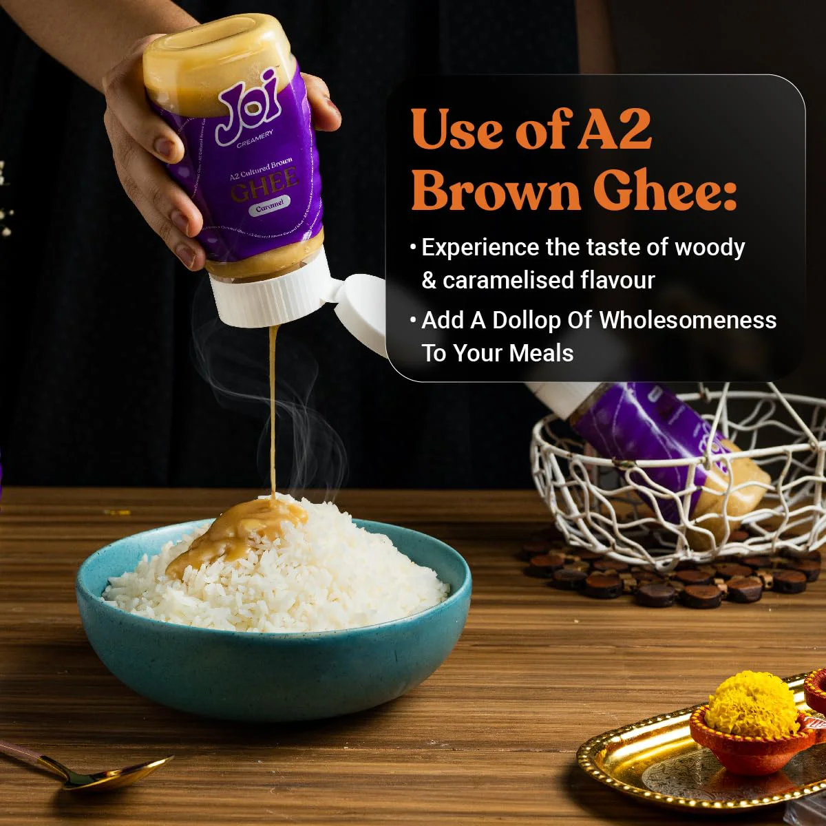 JOI Farm Caramel Cultured A2 Cow Desi Ghee 200 Ml X 1 (Brown Ghee) | Authentic Bengali Ghee | Pure Gawa Ghee | Certified and Farm-made (200 Ml) - image 1