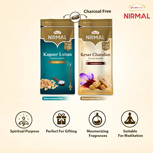 Shubhkart Nirmal Kesar Chandan and Kapoor Loban Agarbatti for Puja & Meditation Agarbatti Zipper - Long Sticks| Charcoal Free (Combo of 2)|Camphor Aroma|Sandalwood Fragrance - image 2