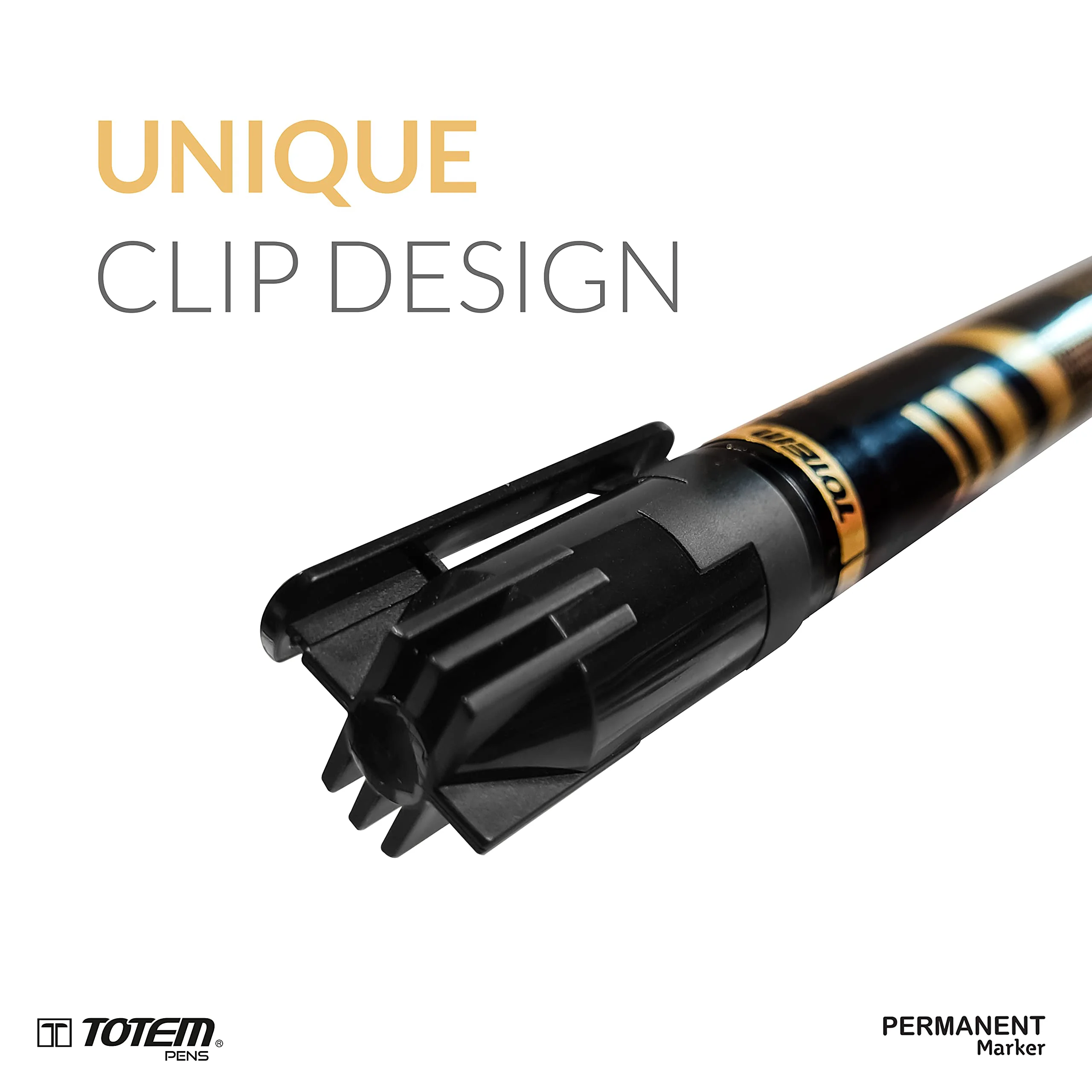 TOTEM Permanent Marker | 10 Black Ink Markers | Bullet Tip for Bold Writing | Suitable for Multiple Surfaces | Stationery Items | Students and Office Uses - image 2