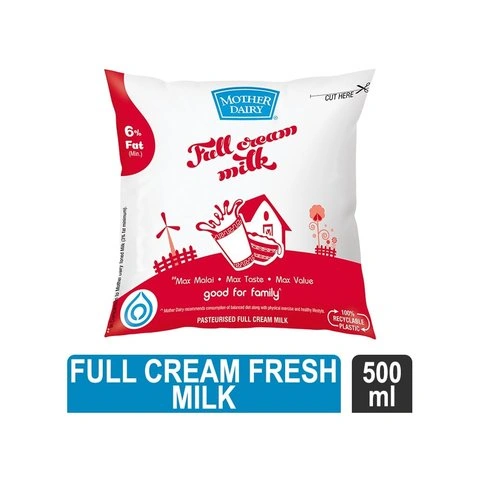 Mother Dairy Full Cream Fresh Milk, 500ml - image 1