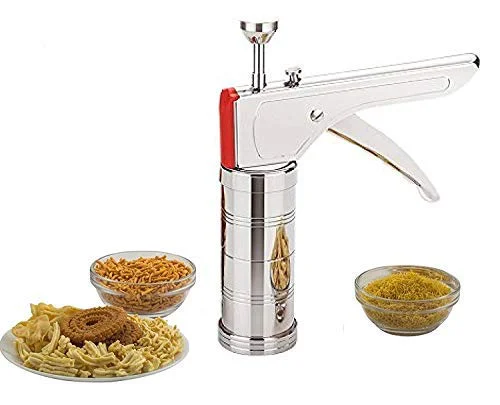 Wazdorf Stainless Steel Kitchen Press with 15 Different Types of Jalies, Murukku Maker/Bhujiya Maker/Noodles/Cookies/Namkeen/Chakali Maker/Sev Maker/Farsan Maker/Gathiya Maker - image 2