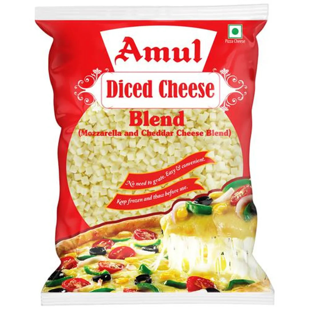 Amul Pizza Cheese Diced - Mozzarella & Cheddar Blend, 200 g Pouch - image 1