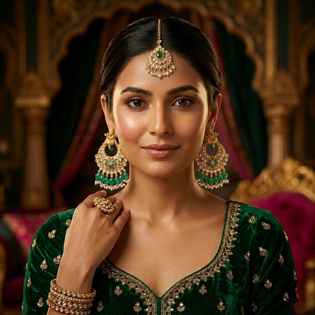 Krishna Design Chandbali Earrings