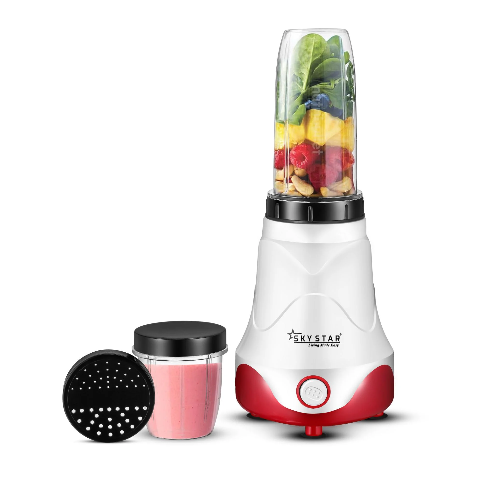 skystar Nutri-Blender Pro 100% Copper Motor With 2 Unbreakable Jars & 1 Blade Juicer Mixer Grinder (2 Jars, White, Red) & 18 Months Motor Warranty, 750 Watts - image 2