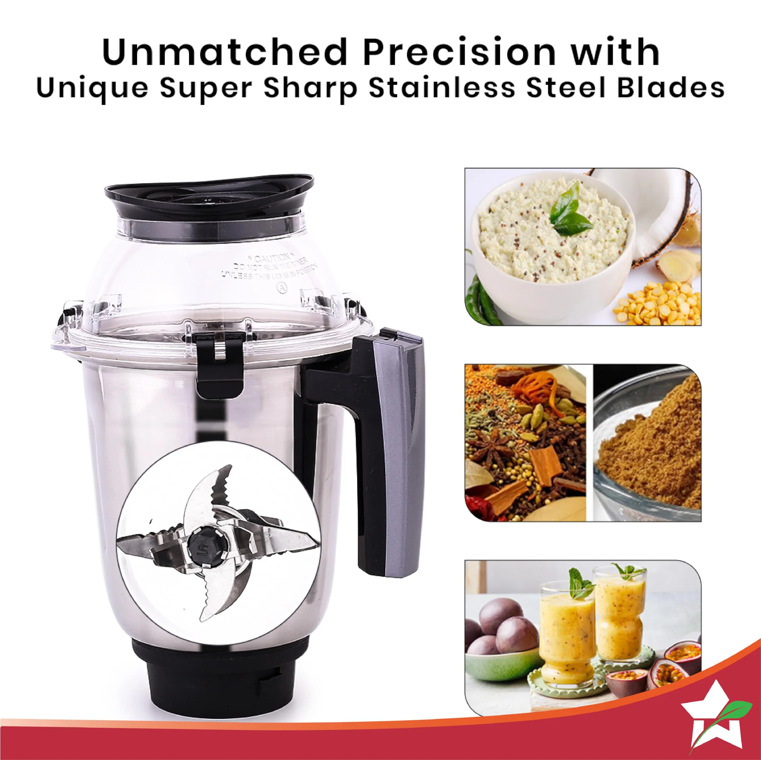 Wonderchef Galaxy Mixer Grinder 750 100% Copper Motor, 4 Stainless Steel Jars, Black & Grey, 5 Years Warranty - image 2