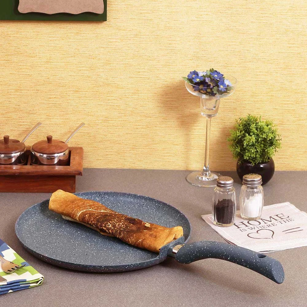 Wonderchef Granite Forged Non-Stick and PFOA-Free Aluminium Indian Cooking Dosa Tawa Crepe Pan, 24 cm Pan, Grey - image 2