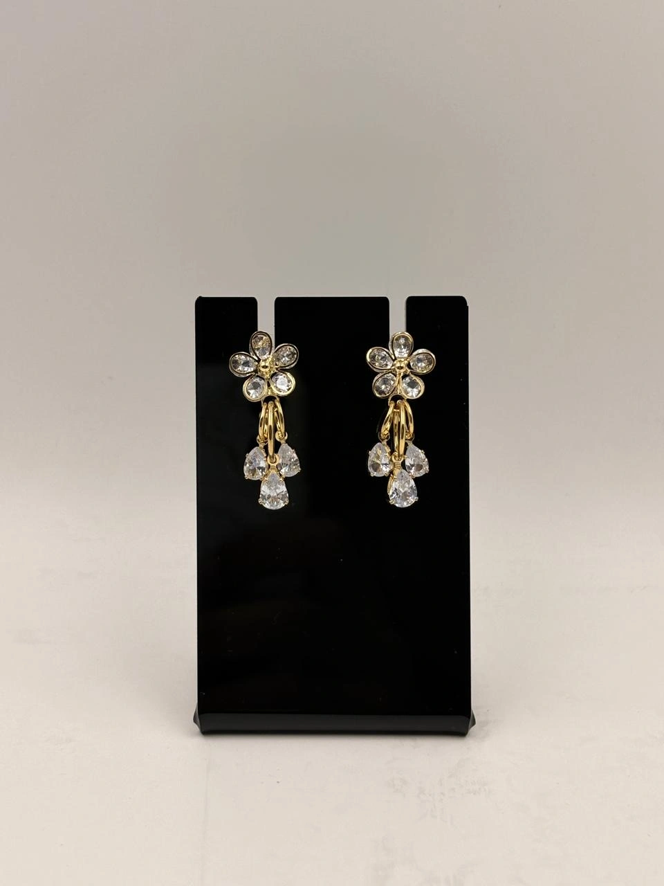 Golden Blossom Crystal Drop Earrings – Fashion Jewellery for Women & Girls