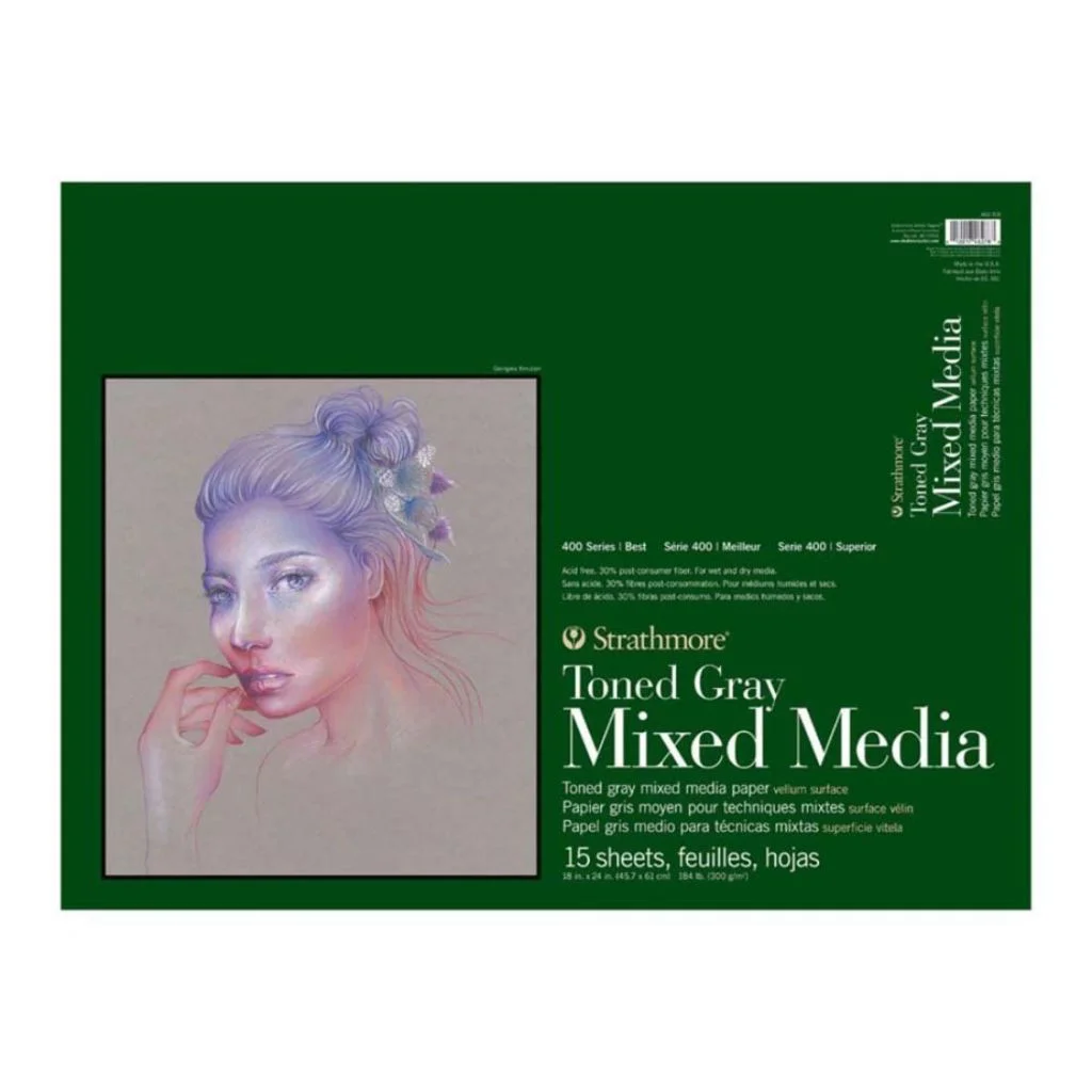Strathmore 400 Series Mixed Media Pad - Tone Gray 18"X24"-15 Sheets