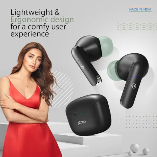 pTron Bassbuds Duo In-Ear Wireless Earbuds, Immersive Sound, 32Hrs Playtime, Clear Calls TWS Earbuds, Bluetooth V5.1 Headphone,Type-C Fast Charging, Voice Assist & IPX4 Water Resistant (Black & Green) - image 2