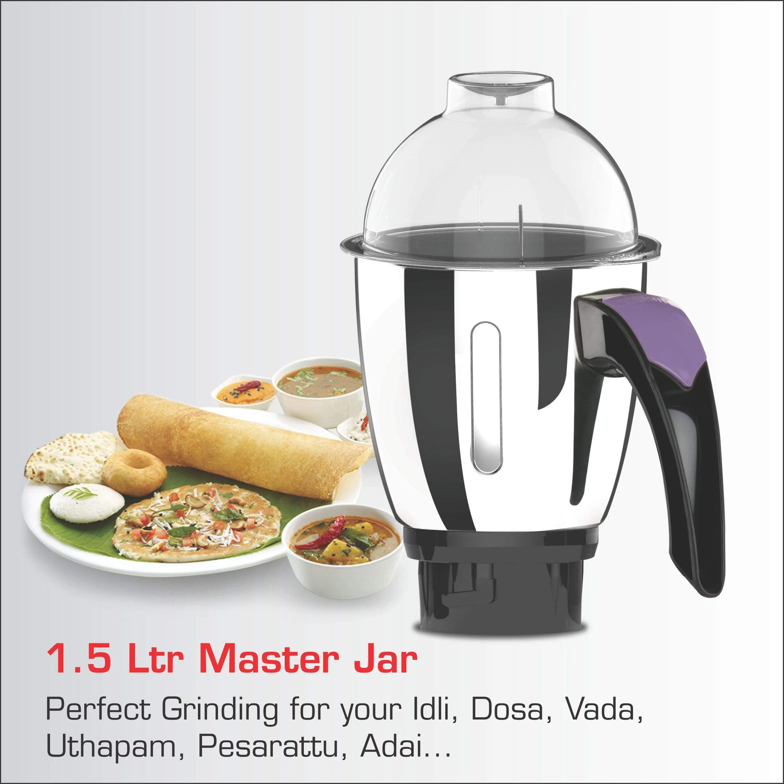 Vidiem Eva Premium 556 A (Lavender with Black) | 750 watt Mixer Grinder with 5 Jars in-1 Juicer mixer | Leakproof Jars with self-lock for wet & dry spices, chutneys & Curries | 5 Years Warranty - image 2