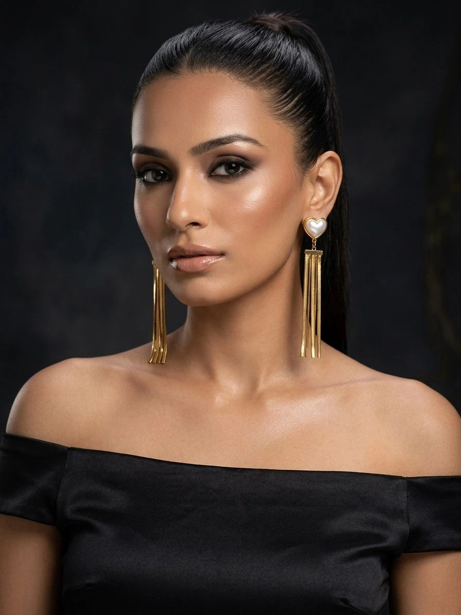 Heart Tassel Drop Earrings