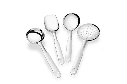 Tiara - Pride 4pc Serving Spoon Set (1pc Ladle,1pc Square,1pc Round,1pc Skimmer) Kitchen Tools Heavy Guage Rice Spoon - image 1