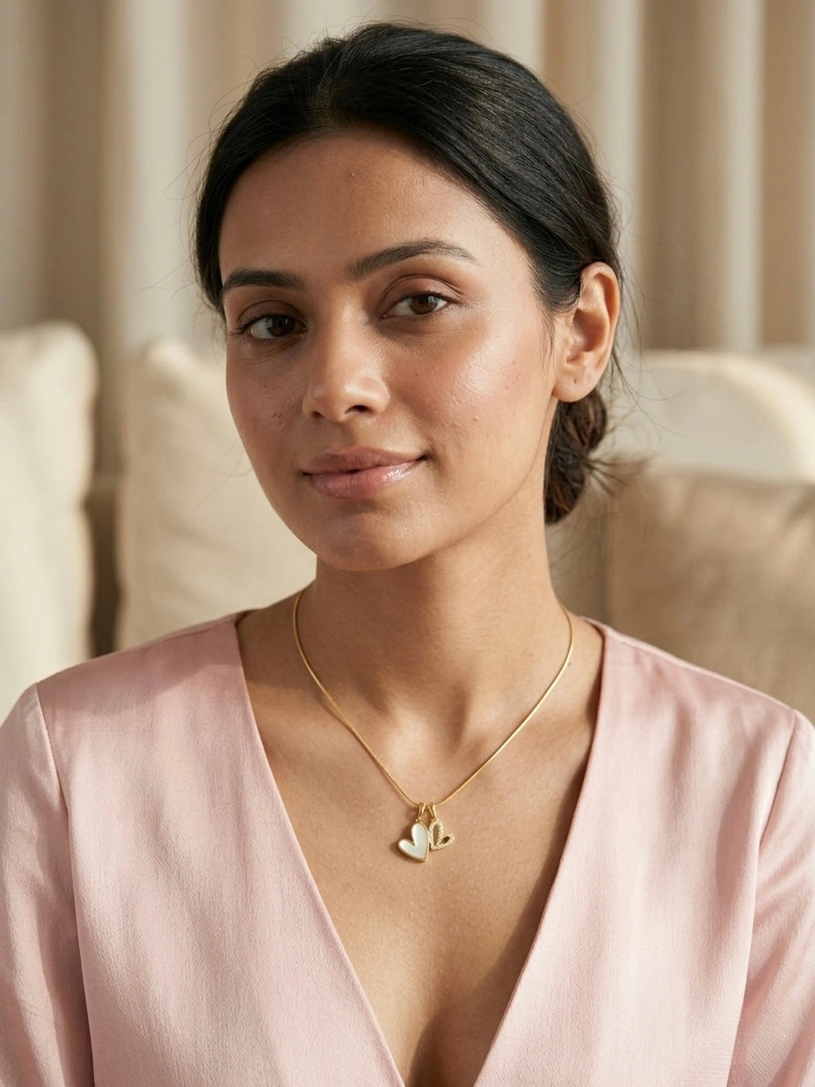 Elegant Double Heart Gold Pendant Necklace – Fashion Jewellery for Women