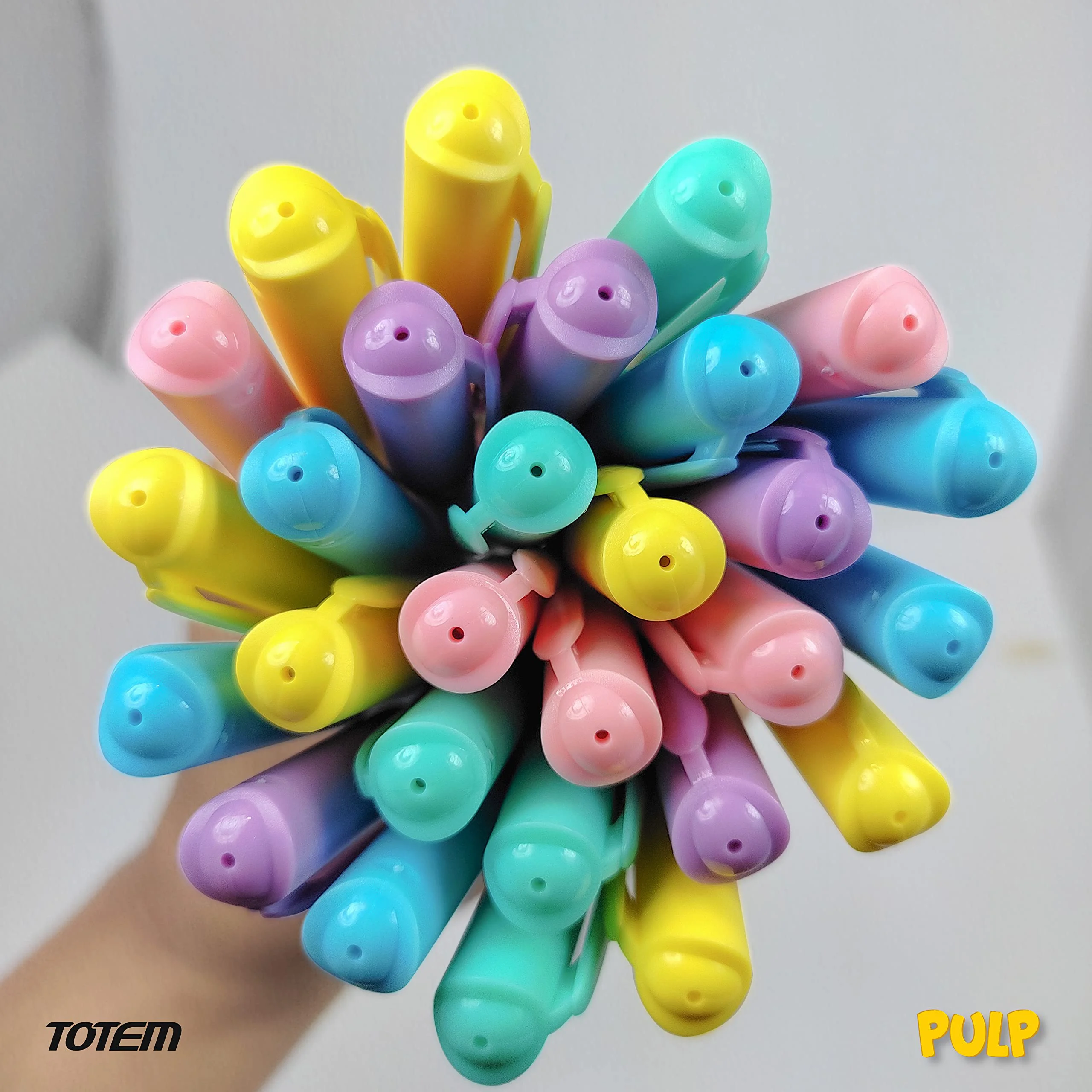 TOTEM Pulp Ball Pens Jar | 50 Pens (45 Blue Ink & 5 Black Ink) | Assorted Pastel Body | Pens for Writing | 0.7 mm Tip | Fragrance Ink | Rubberized Grip | Stationery Set | Stick Pens Set - image 1