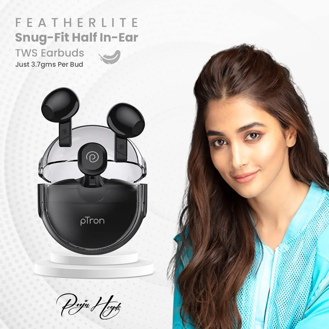 pTron Bassbuds Fute 5.1 Bluetooth Truly Wireless Featherlite TWS in Ear Earbuds with Mic, 25Hrs Playtime, 13mm Driver, Immersive Audio Headphones, Touch Control, Voice Assist & Fast Charging (Black) - image 2