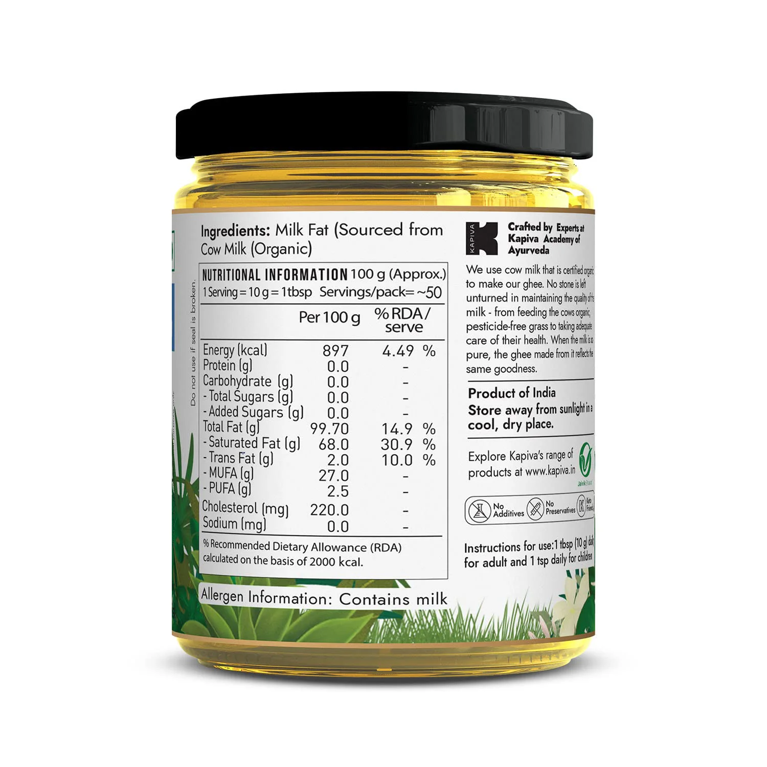 Kapiva 100% Organic Ghee - Good Fats For Healthy Heart - Keto Diet Friendly, 500 Ml - image 2