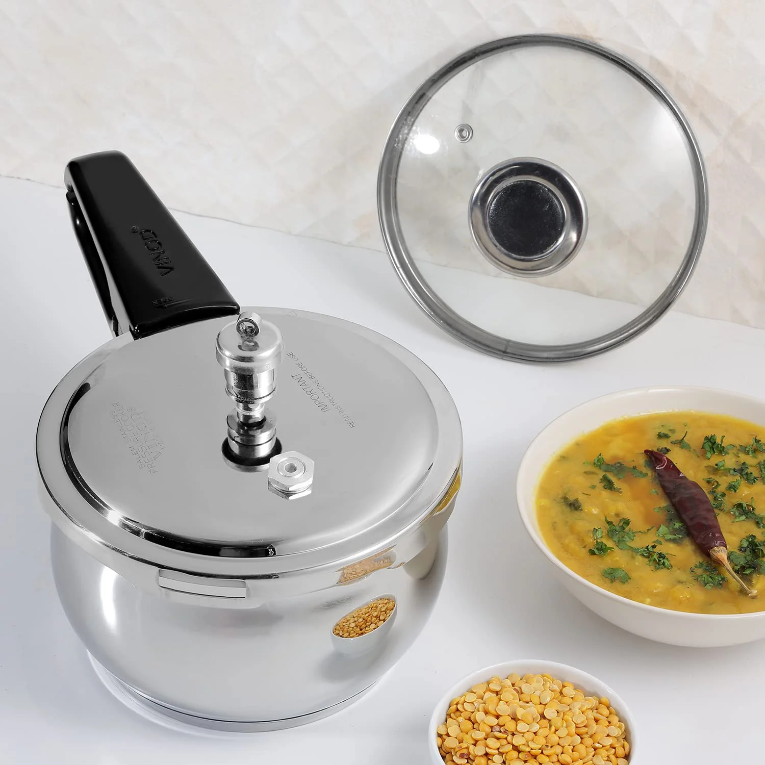 Vinod Splendid Plus Stainless Steel Pressure Cooker Outer Lid 1.5 Litre | SAS Bottom Handi Cooker | Extra Glass Lid | Induction and Gas Base | ISI and CE certified | 2 Years Warranty - image 2