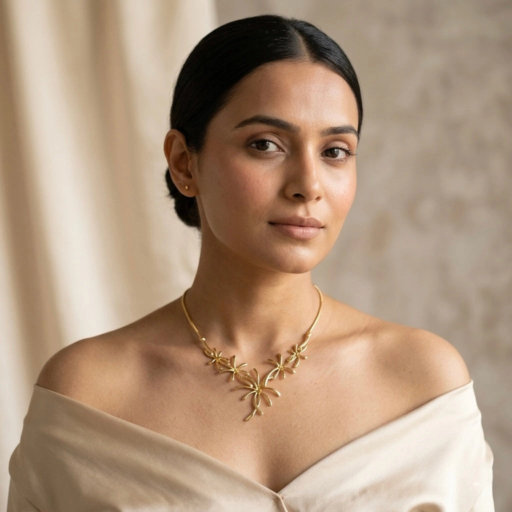 Elegant Gold Floral Necklace – Fashion Jewellery for Women