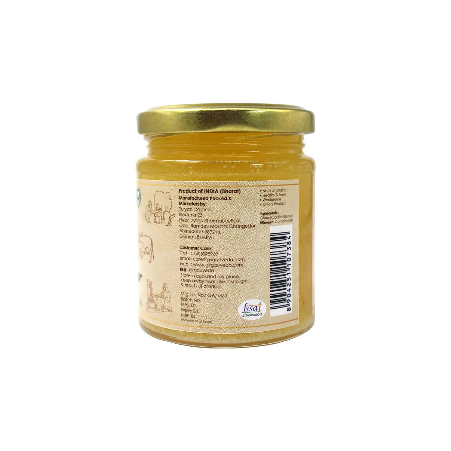 Gir Ahinsak Gau Ghee – Vedic, Ethical, Desi Pure Breed Gir Gaumata (A2), Bilona, Grass-Fed, Non-GMO – Good for Health, 190 ml - image 2