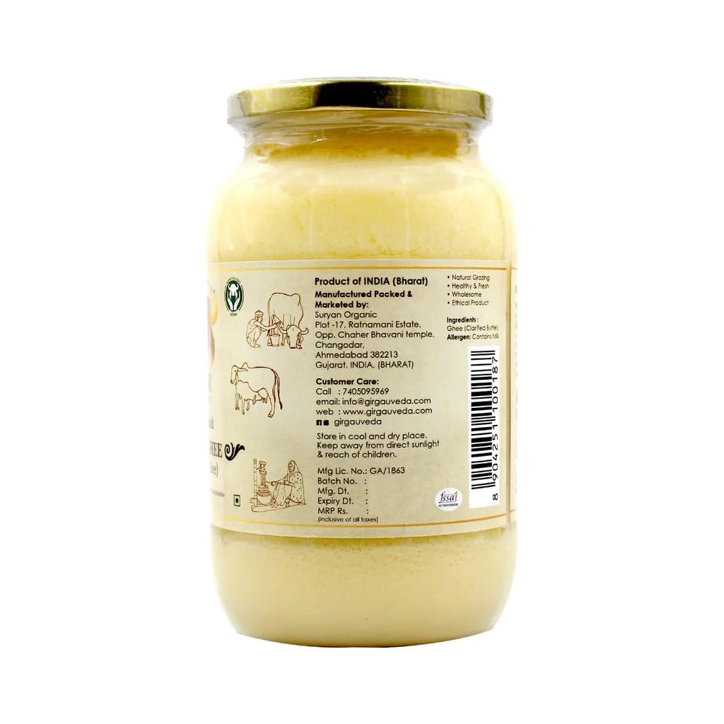Gir Ahinsak Gau Ghee – Vedic, Ethical, Desi Pure Breed Gir Gaumata (A2), Bilona, Grass-Fed, non-GMO – Good for Health, 1 liter - image 2
