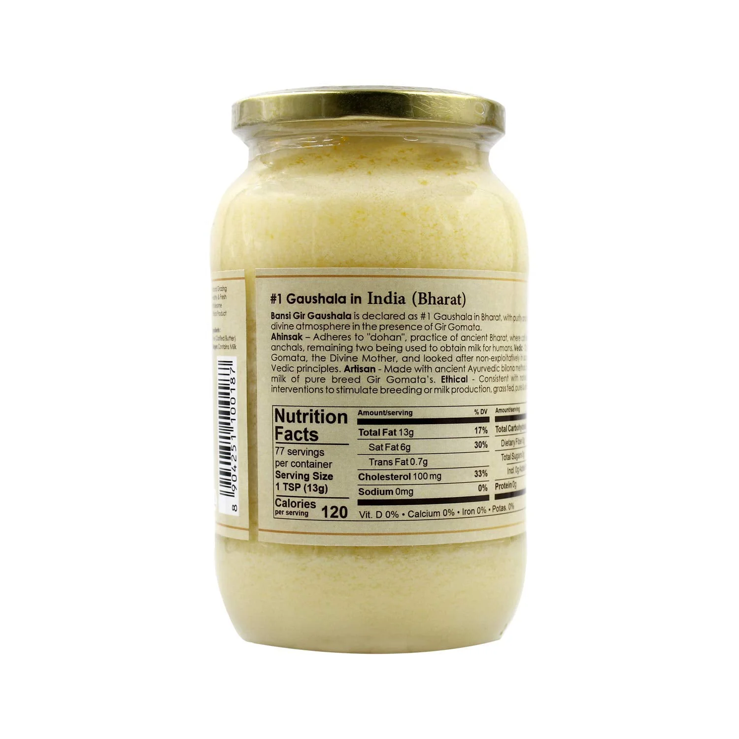 Gir Ahinsak Gau Ghee – Vedic, Ethical, Desi Pure Breed Gir Gaumata (A2), Bilona, Grass-Fed, non-GMO – Good for Health, 1 liter - image 1