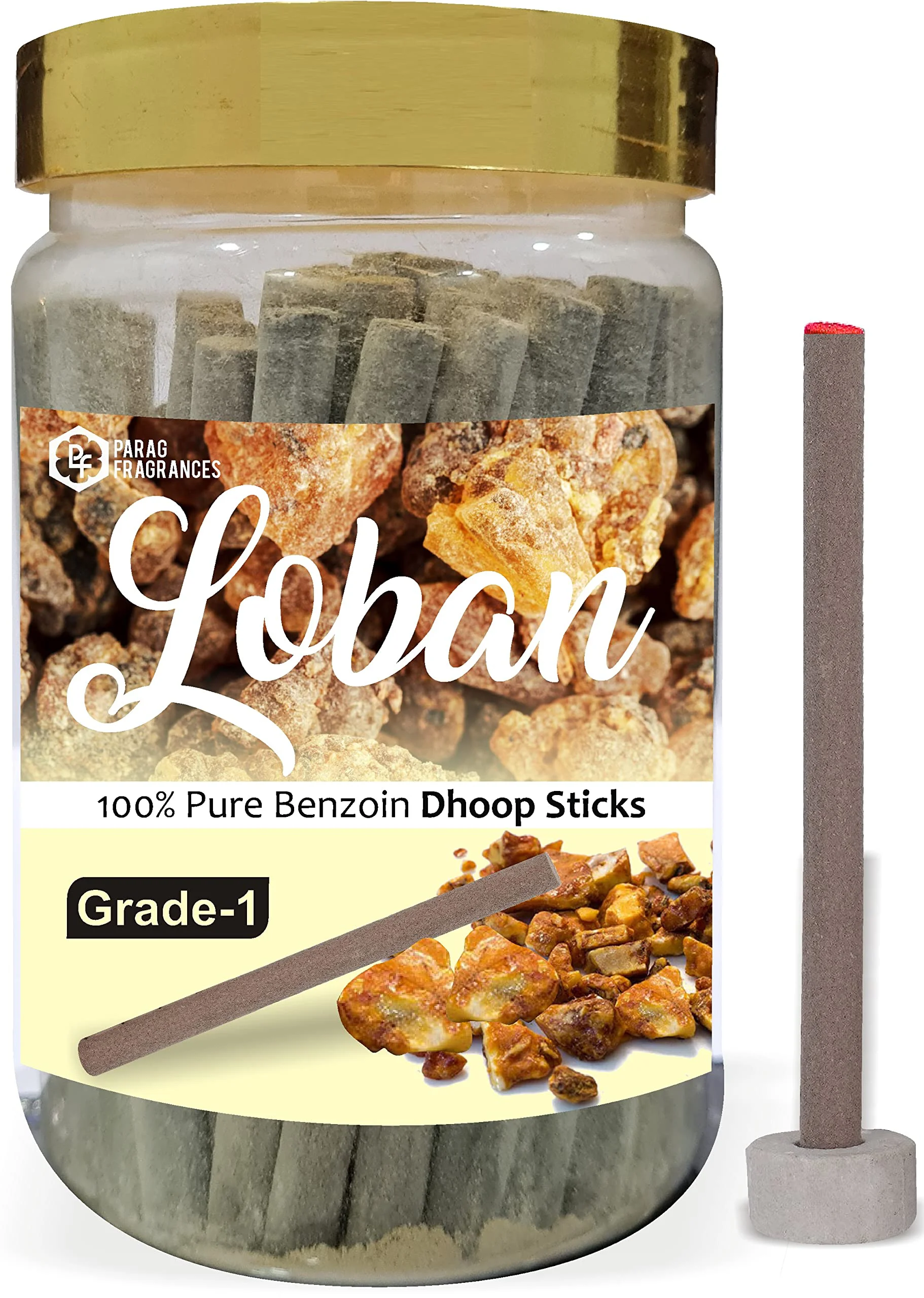 Parag Fragrances Loban Dhoop Sticks/Benzoin Dhoop Batti Grade-1 Jar (Pack of 1 x 200Gm) Long Lasting Perfume for 24 Hours Home Fragrance/Meditation/Dhoop for Pooja/Free Dhoop Holder Inside - image 2