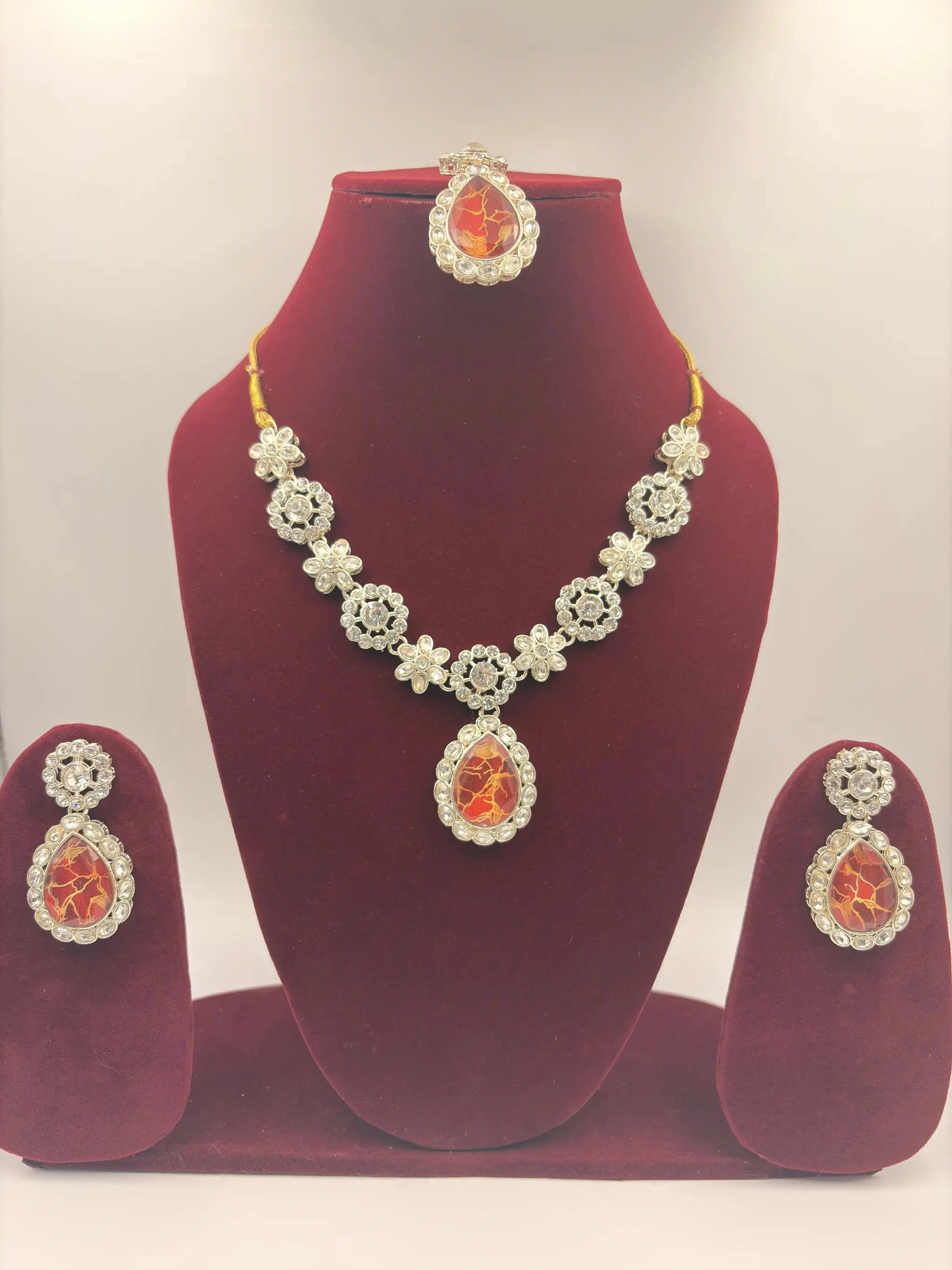 Raktima Pushp Necklace Set – 4-Piece Bridal Artificial Jewellery