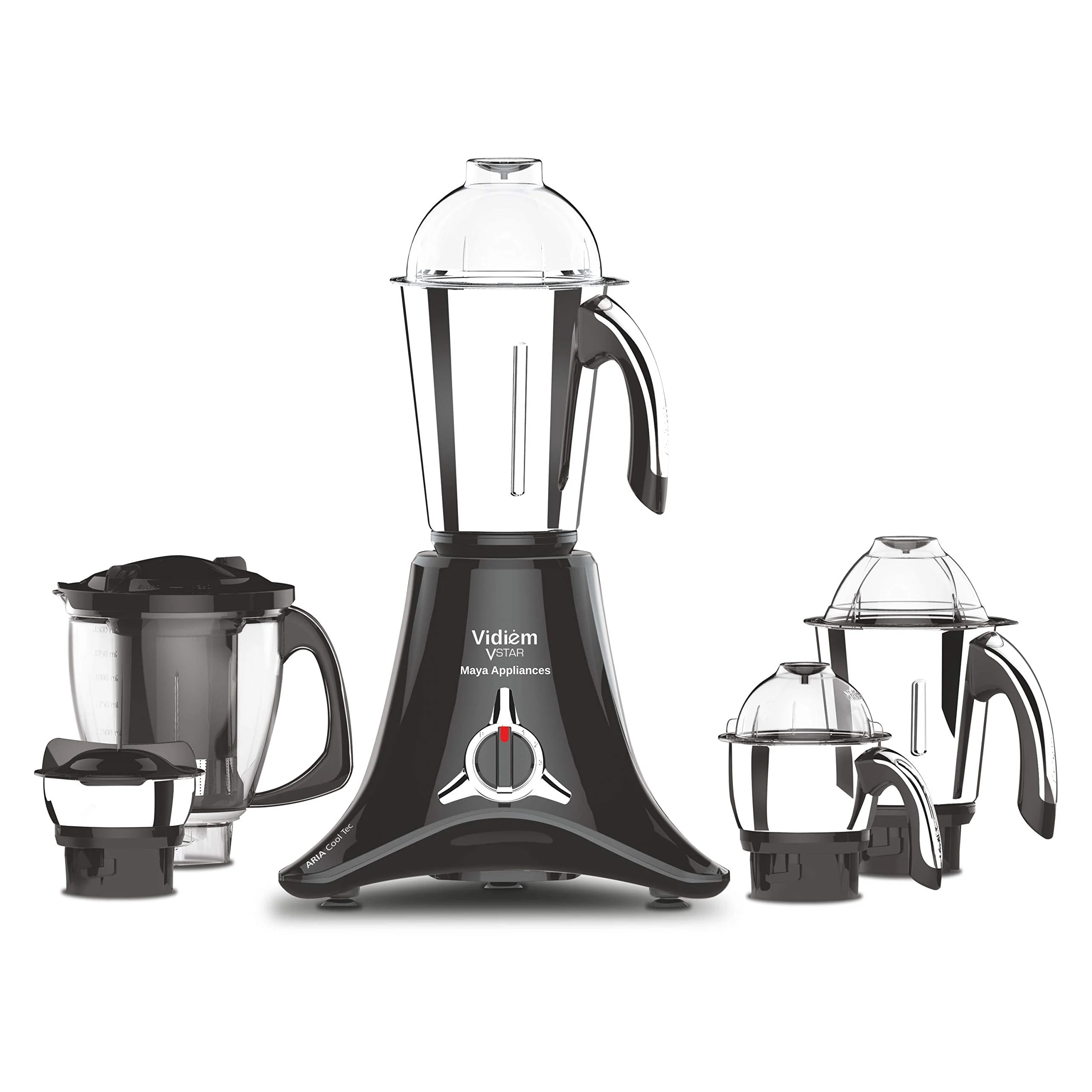 Vidiem Acrylonitrile Butadiene Styrene Mixer Grinder 518 A Vstar Premium 750Watt(Black)With 4 Leakproof Jars&1 Juicer Mixer Grinder|Self-Lock For Wet&Dry Spices,Chutneys&Curries|5 Years Warranty(750) - image 2