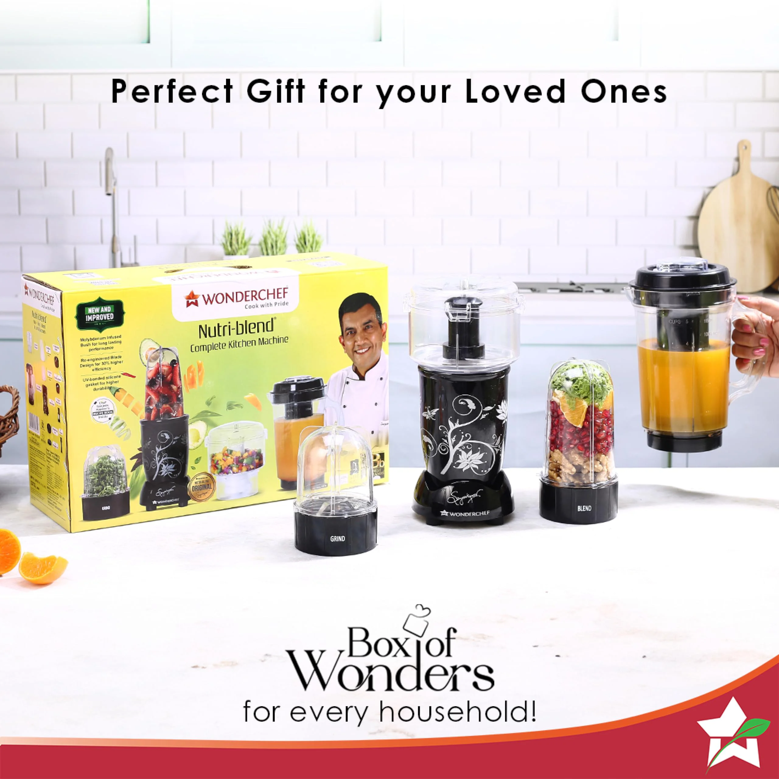 Wonderchef Nutri-blend Juicer, Mixer, Grinder| 500 watts 100% Full Copper Motor| Complete Kitchen Machine|4 Unbreakable Jars|2 Years Warranty|Recipe Book By Chef Sanjeev Kapoor|Black - image 2