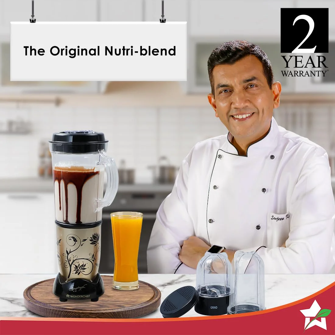Wonderchef Nutri-blend Juicer, Mixer, Grinder| 500 watts 100% Full Copper Motor| Complete Kitchen Machine|4 Unbreakable Jars|2 Years Warranty|Recipe Book By Chef Sanjeev Kapoor|Black - image 1