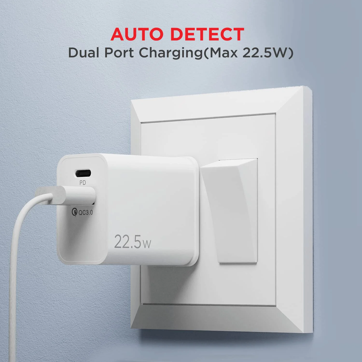 boAt WCDV 22.5W Dual Port Wall Charger with 18W Quick Charge 3.0 & 22.5W Power Delivery Support, Smart IC Protection, Auto Detection, Corrosion Resistant Pins & PD Cable(White) - image 1