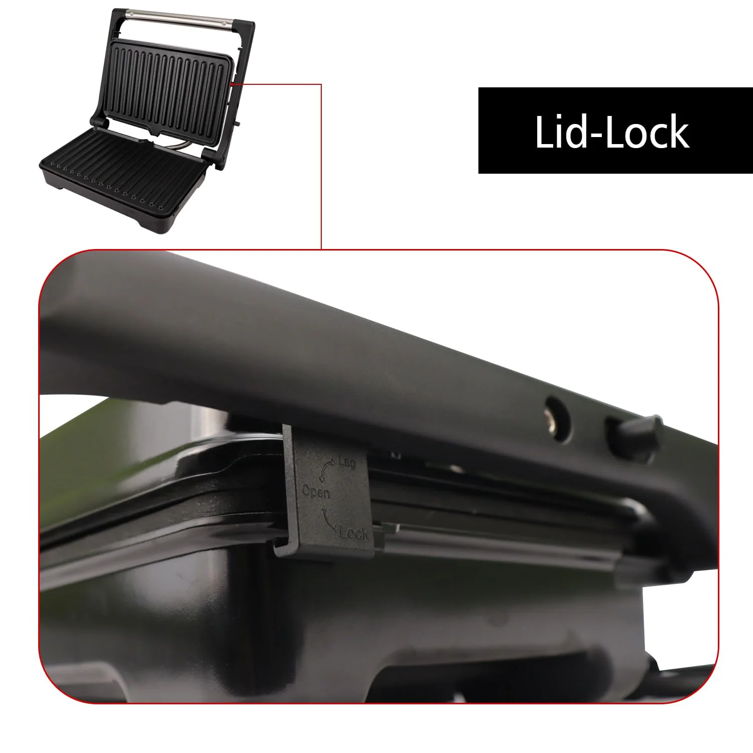 iBELL SM1700G Sandwich Maker with Floating Hinges, 1700Watt, 180 Degree Openable Plates for Grill/Toast, Temperature Control Knob (Black) - image 2