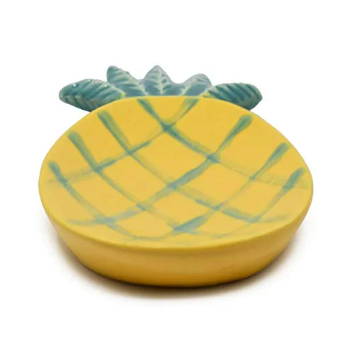 The Himalayan Goods Company Stoneware Ceramic Pineapple Ladle Spoon Rest Stand or Small Snacks Serving Tray (7.5 x 4.5 inches) (Yellow) - image 1