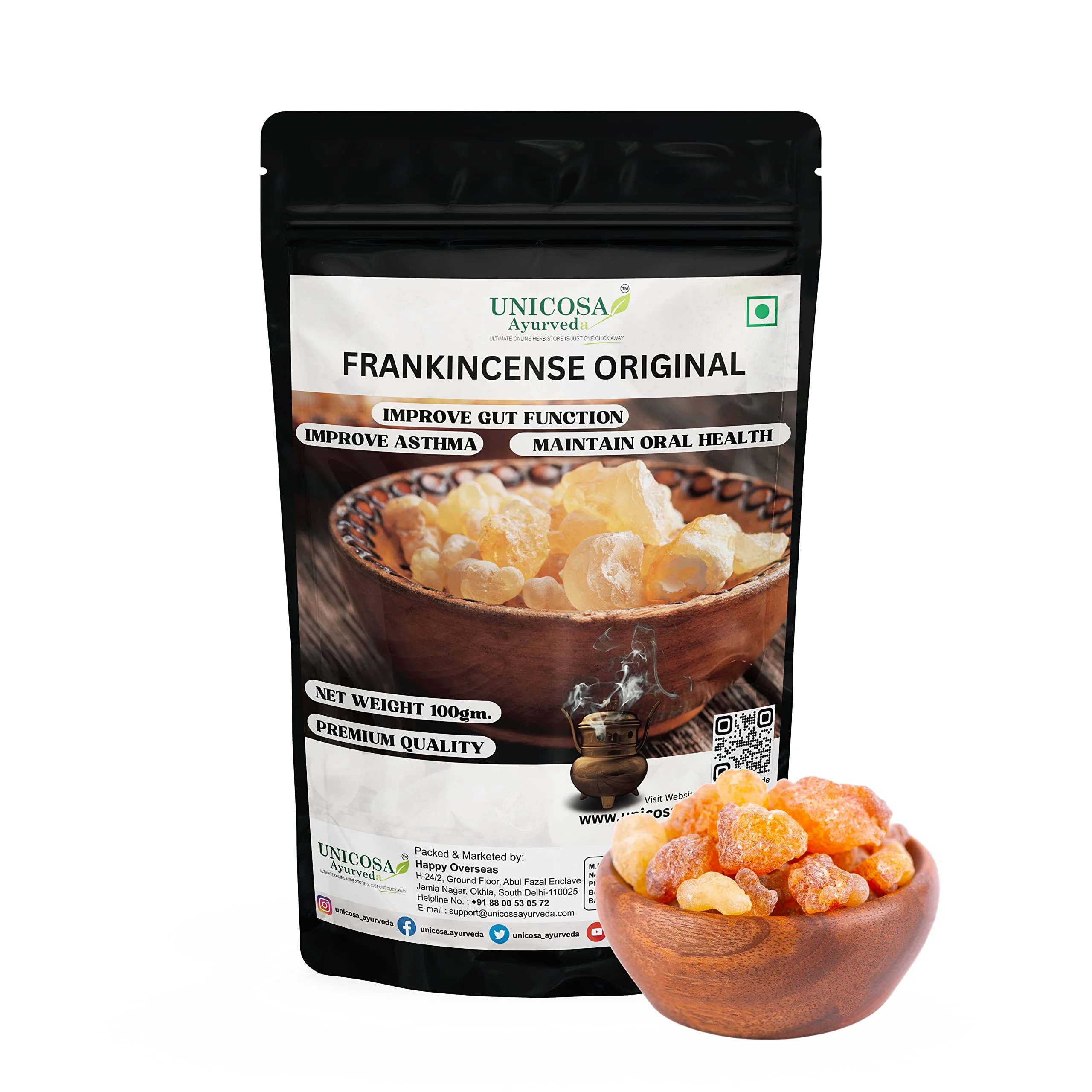 UNICOSA Ayurveda Pure Frankincese Resin 100gm Kunduru | Loban | Monastery Incense | Olibanum | Boswellia Carterii | Frankincense Tears | Pure Frankincense Granules | Premium Incense - image 2
