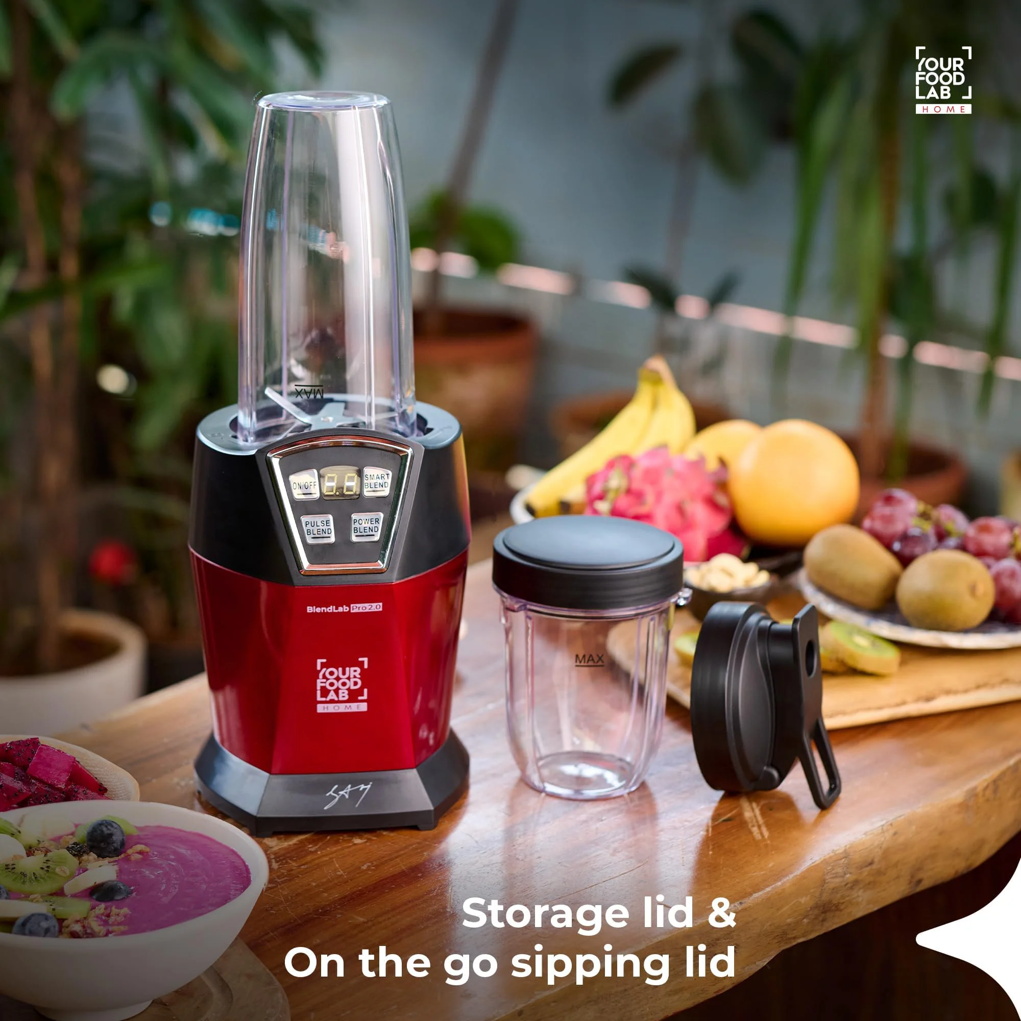 YFL HOME BlendLab Pro 2.0 Mixer Grinder for Kitchen, 1200W Blender with 2 Unbreakable Jars, 100% Copper Motor, Smoothie Maker with Preset Blend Modes, Laser Cut SS Blades | Blender for Smoothies (Red) - image 1