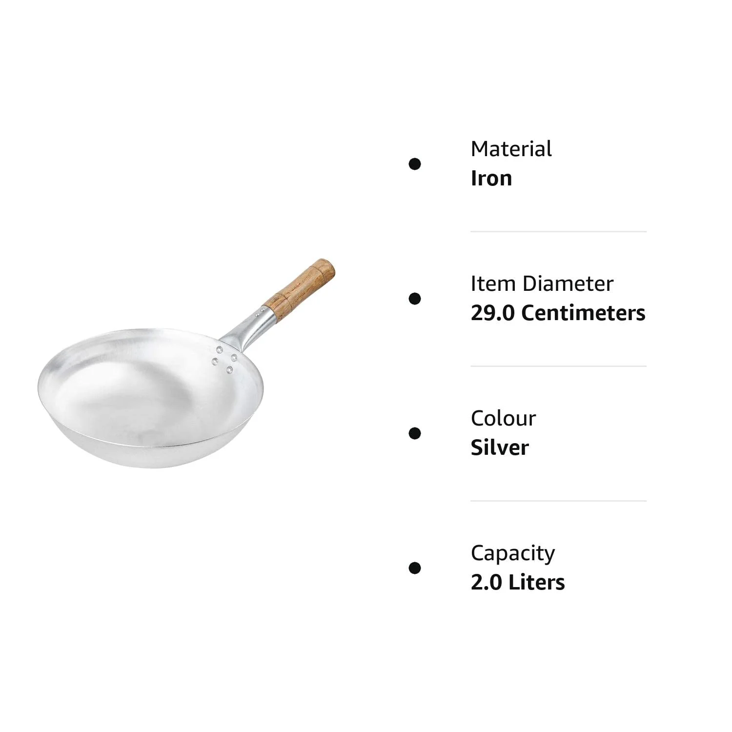 WokHouse Iron Kadhai 11 inches Iron Wok | Chinese Kadhai with Wooden Handle - image 2