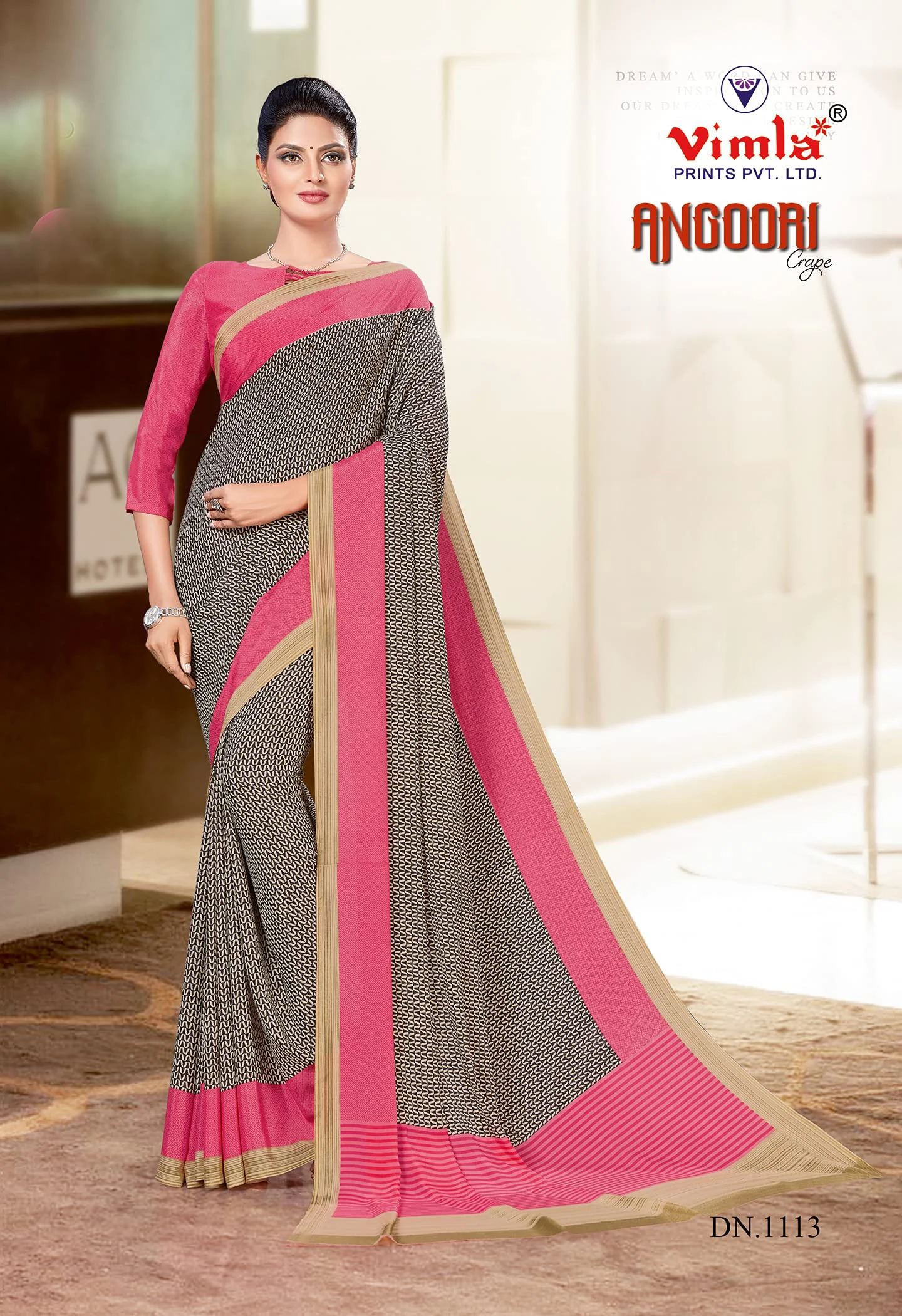 Vimla Women's Multi Crape Silk Uniform Saree with Blouse (Free Size_1113_Multicolor) - image 1
