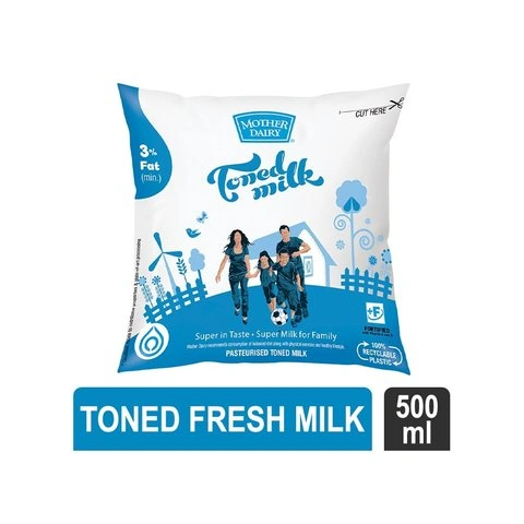 Mother Dairy Toned Fresh Milk, 500 ml - image 1